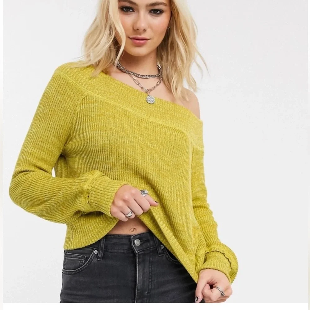 Free People Rush‎ Crush Off the Shoulder Crop Sweater in Verbena Combo Size XS